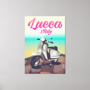 Lucca Italy Scooter travel poster print. Canvas Print