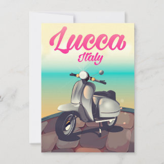 Lucca Italy Scooter travel poster print. Invitation