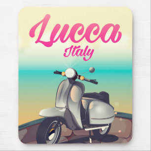 Lucca Italy Scooter travel poster print. Mouse Mat