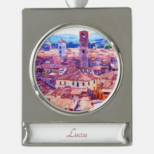 Lucca, Italy Travel Art Watercolor Art Ornament