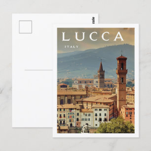 Lucca Italy Vintage Famous Travel Place  Postcard