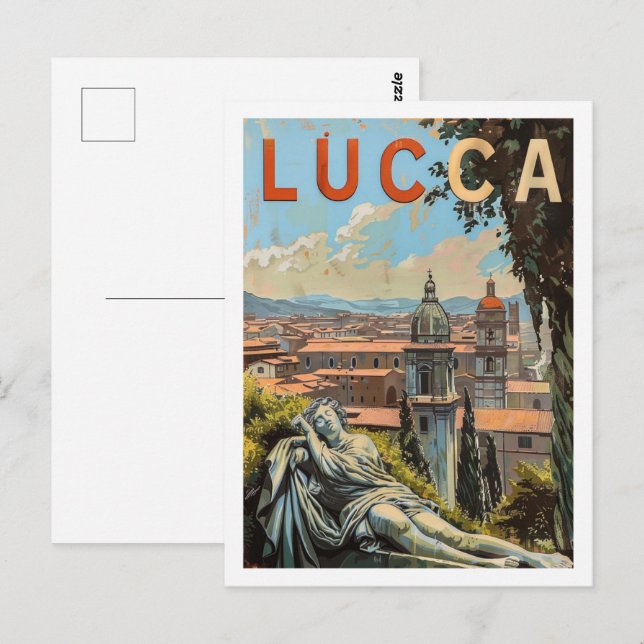 Lucca Tuscany Italy Vintage Famous Travel Place Postcard (Front/Back)