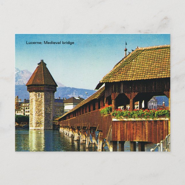 Lucerne; Mediaeval bridge Postcard (Front)