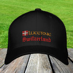 Lucerne & Switzerland fashion / Swiss Flag Patriot Embroidered Hat<br><div class="desc">Embroidered Hats: Switzerland & Lucerne,  Swiss Flag fashion baseball / trucker hats for Swiss patriots - love my country,  travel,  holiday / sports fans</div>