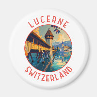 Lucerne Switzerland Retro Distressed Circle