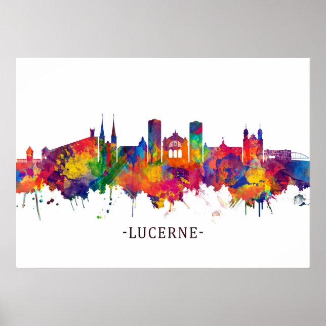 Lucerne Switzerland Skyline Poster (Front)