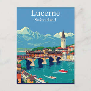 Lucerne, Switzerland Travel Alpine Townscape Postcard