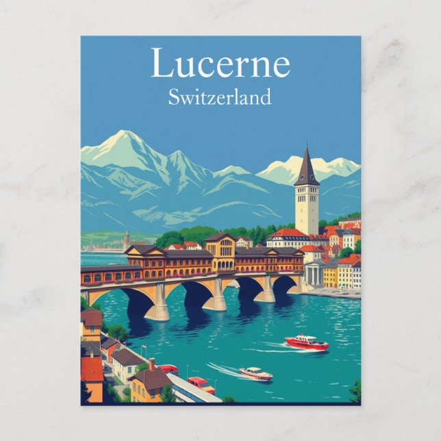 Lucerne, Switzerland Travel Alpine Townscape Postcard (Front)