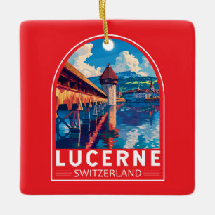 Lucerne Switzerland Travel Art Vintage Ceramic Ornament