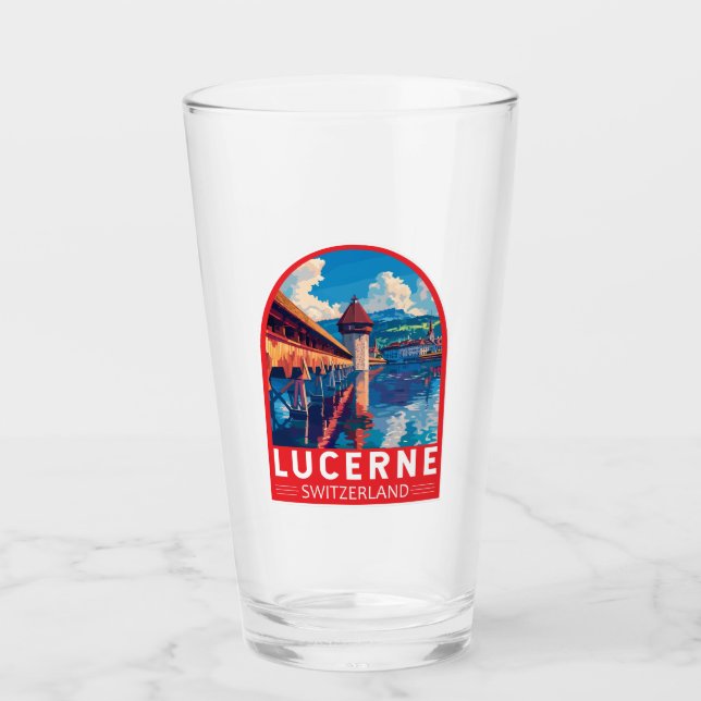 Lucerne Switzerland Travel Art Vintage Glass (Front)
