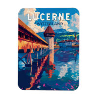 Lucerne Switzerland Travel Art Vintage