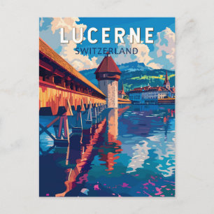 Lucerne Switzerland Travel Art Vintage Postcard