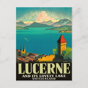 Lucerne, Switzerland, view on lake and mountins Postcard