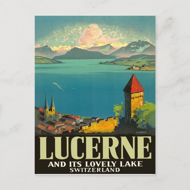 Lucerne, Switzerland, view on lake and mountins Postcard (Front)