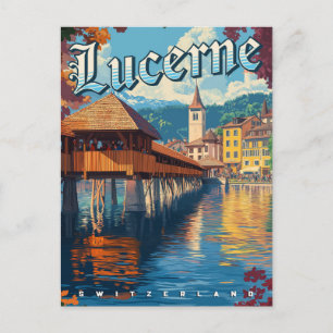 Lucerne Switzerland Vintage Travel  Postcard
