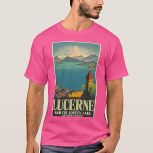 Lucerne Switzerland Vintage Travel Poster T-Shirt