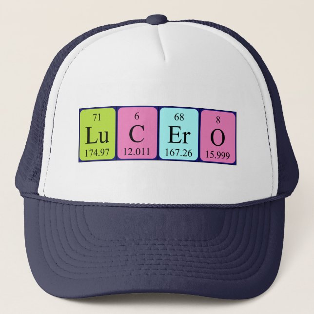 Lucero periodic table name hat (Front)