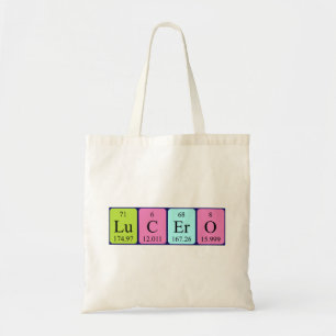 Lucero periodic table name tote bag