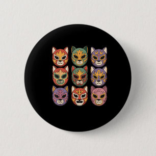 Lucha Libre Cat Mask Funny Luchador Mask Gato 6 Cm Round Badge