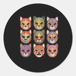 Lucha Libre Cat Mask Funny Luchador Mask Gato  Classic Round Sticker