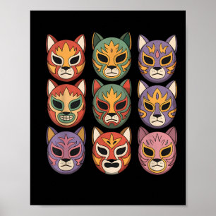 Lucha Libre Cat Mask Funny Luchador Mask Gato Poster