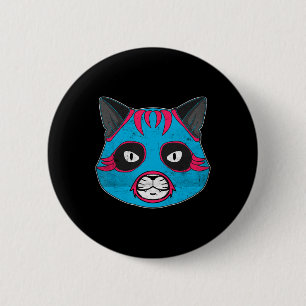 Lucha Libre Cat Wears Luchador Wrestling Mask 6 Cm Round Badge