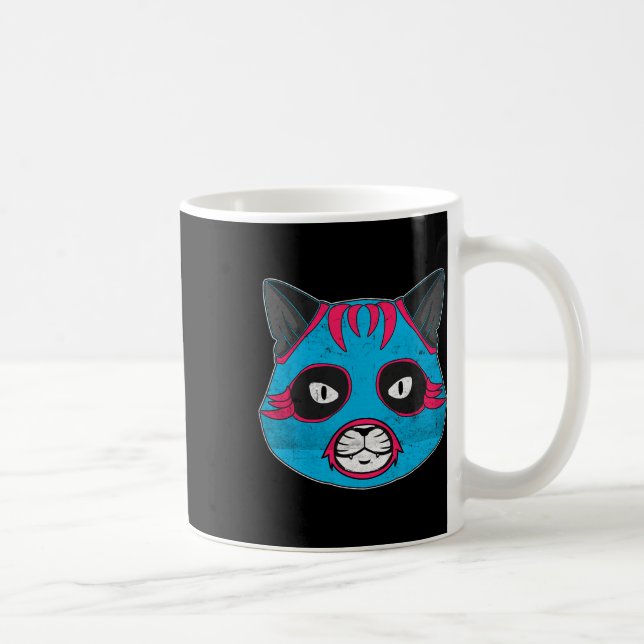 Lucha Libre Cat Wears Luchador Wrestling Mask  Coffee Mug (Right)