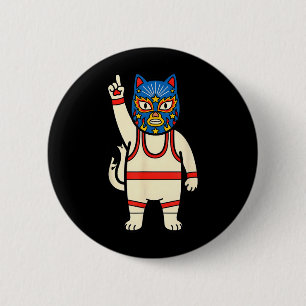 Lucha Libre Cat Wrestling Luchador Funny Retro 6 Cm Round Badge