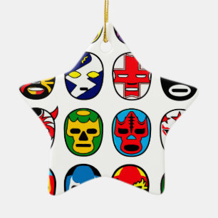 Lucha Libre Luchador Mexican Wrestling Masks Ceramic Tree Decoration