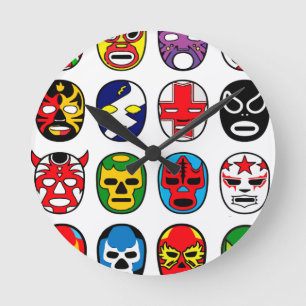 Lucha Libre Luchador Mexican Wrestling Masks Round Clock