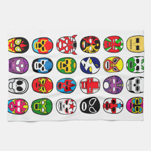 Lucha Libre Luchador Mexican Wrestling Masks Tea Towel