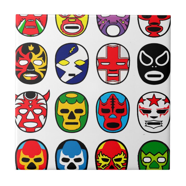 Lucha Libre Luchador Mexican Wrestling Masks Tile (Front)