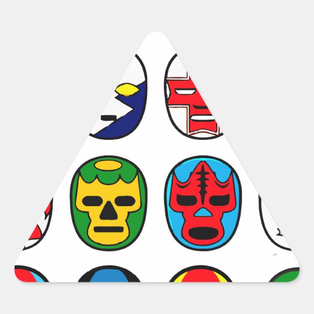 Lucha Libre Luchador Mexican Wrestling Masks Triangle Sticker (Front)