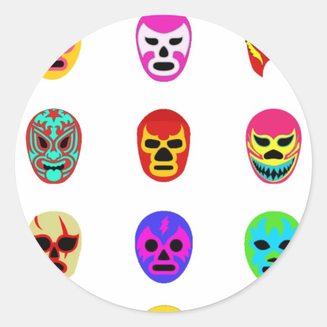 Lucha Libre Mask Mexican Wrestling Classic Round Sticker (Front)