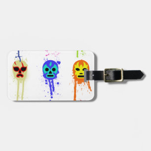 Lucha Libre Mask Mexican Wrestling Paint Drip Luggage Tag