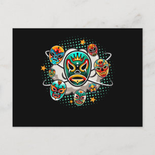 Lucha Libre Mask Mexico Wrestling Postcard