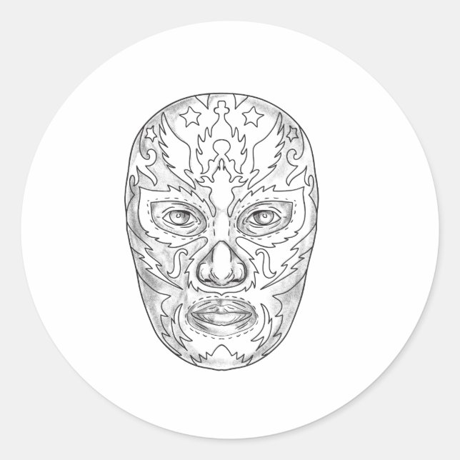 Lucha Libre Mask Tattoo Classic Round Sticker (Front)