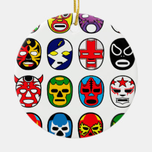 Lucha Libre Mask wrestler Mexican Wrestling Ceramic Tree Decoration