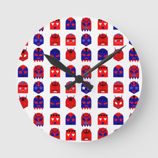 lucha libre masks round clock (Front)