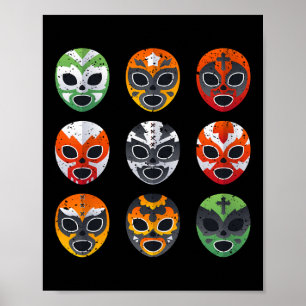 Lucha Libre Masks Shirt Boy Men Mexican Wrestling  Poster