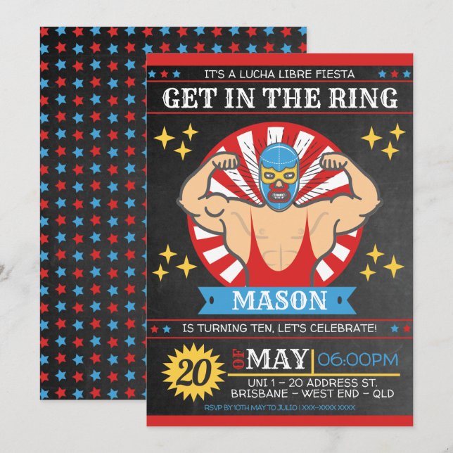Lucha Libre Mexican Birthday Party Invitation (Front/Back)
