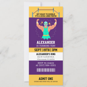 Lucha Libre Mexican Birthday Ticket Party Invitation