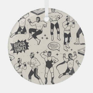 Lucha Libre: Mexican Wrestler pattern Glass Tree Decoration