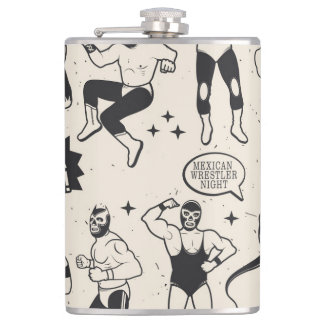 Lucha Libre: Mexican Wrestler pattern Hip Flask