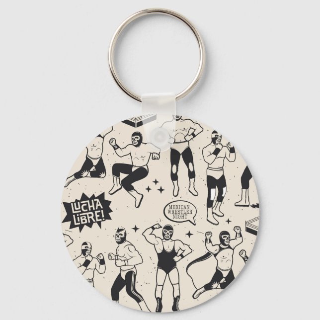 Lucha Libre: Mexican Wrestler pattern Key Ring (Front)
