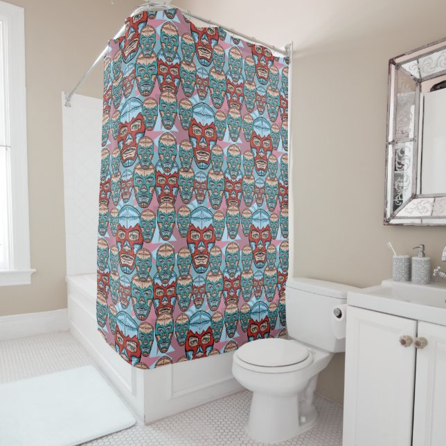 Lucha Libre Mexican Wrestler Shower Curtain (In Situ)