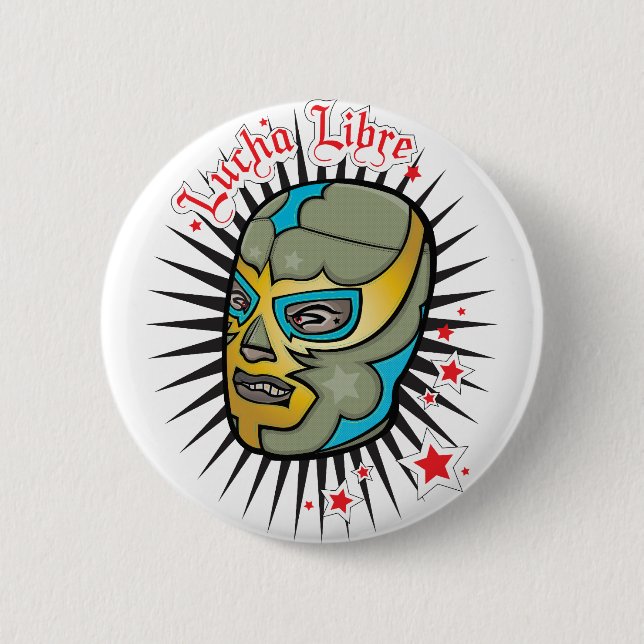 Lucha Libre Mexican Wrestling Mask 6 Cm Round Badge (Front)