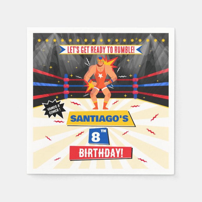 Lucha Libre Mexican Wrestling Party Paper Napkin (Front)
