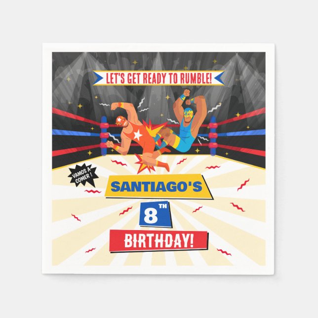 Lucha Libre Mexican Wrestling Party Paper Napkin (Front)