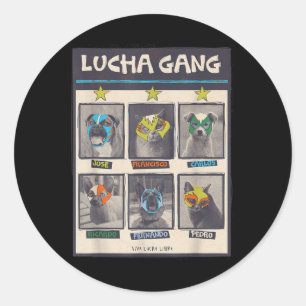 Lucha Libre Mexico Puppy Wrestling Mask Luchador B Classic Round Sticker